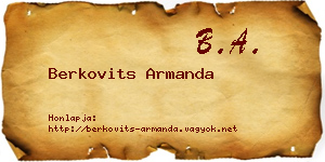 Berkovits Armanda névjegykártya